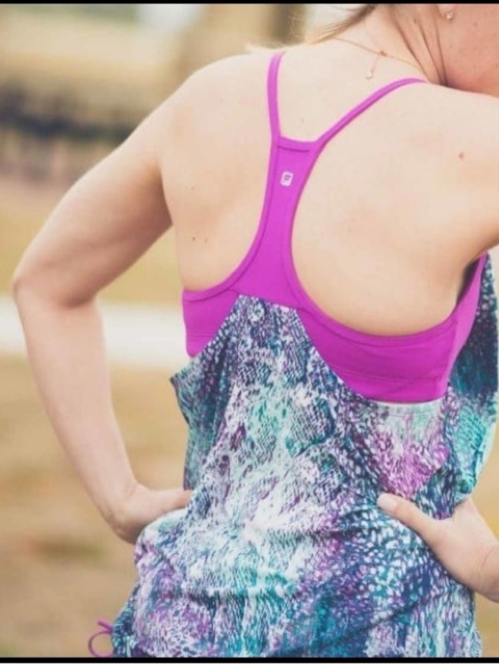 Fabletics Womens Tank Top Built In Bra orchid Purple Multicolor Sz XS Athletic